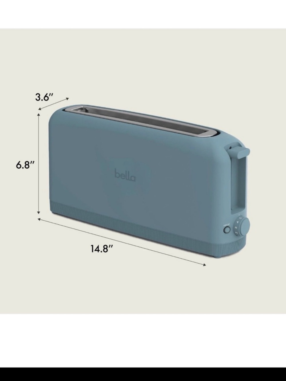 bella 2 Slice Slim Toaster, Fits-anywhere™ Kitchenware, 6 2 Slice, Surf